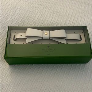 kate spade White Bow Leather Belt with Gold Spade Accent